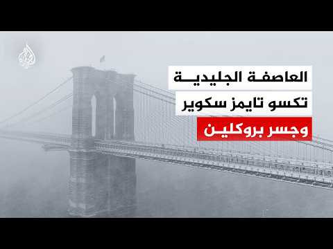 العاصفة الجليدية تكسو تايمز سكوير وجسر بروكلين في نيويورك