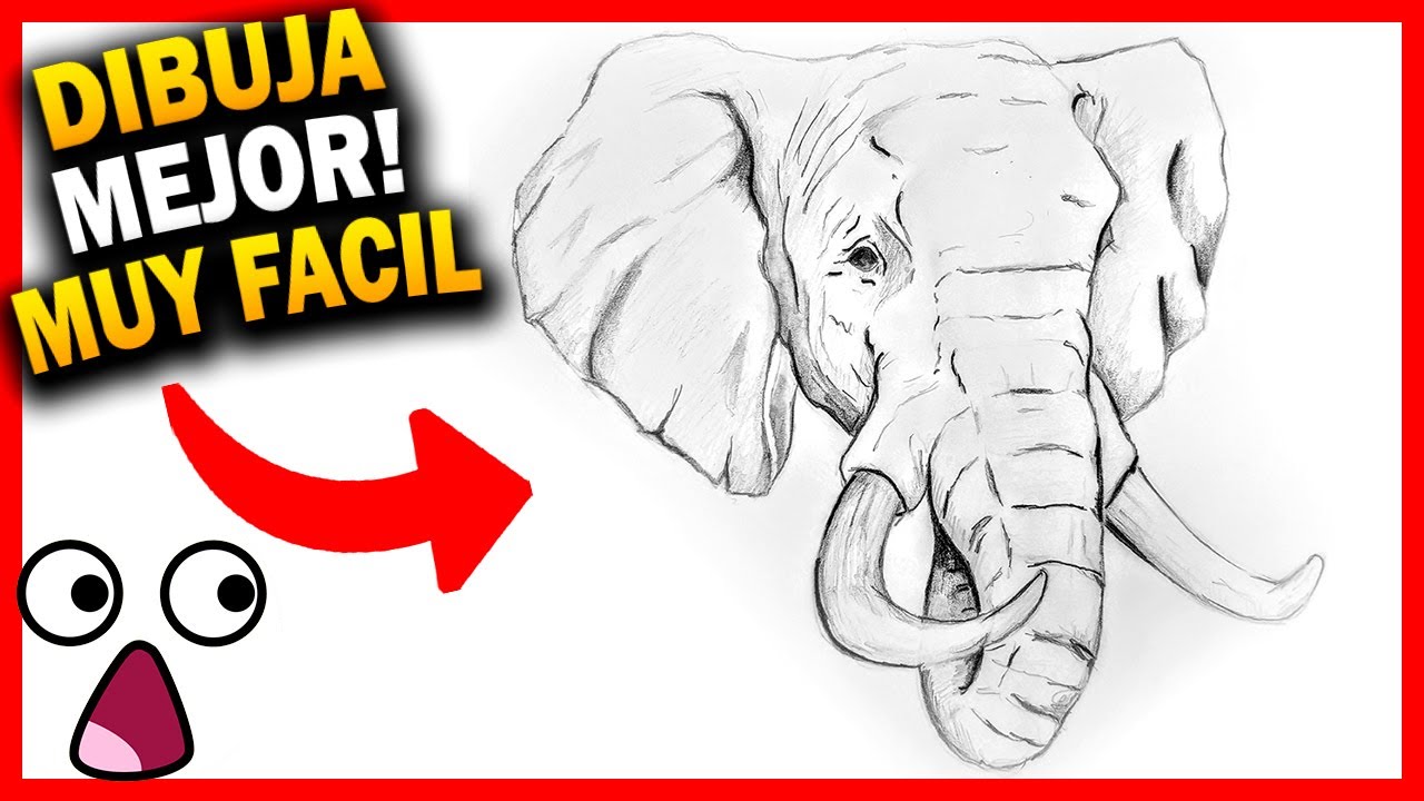 😱 Como 🅳🅸🅱🆄🅹🅰🆁 un ELEFANTE REALISTA paso a paso 🐘 *MUY FACIL* [Dibujos de Animales]