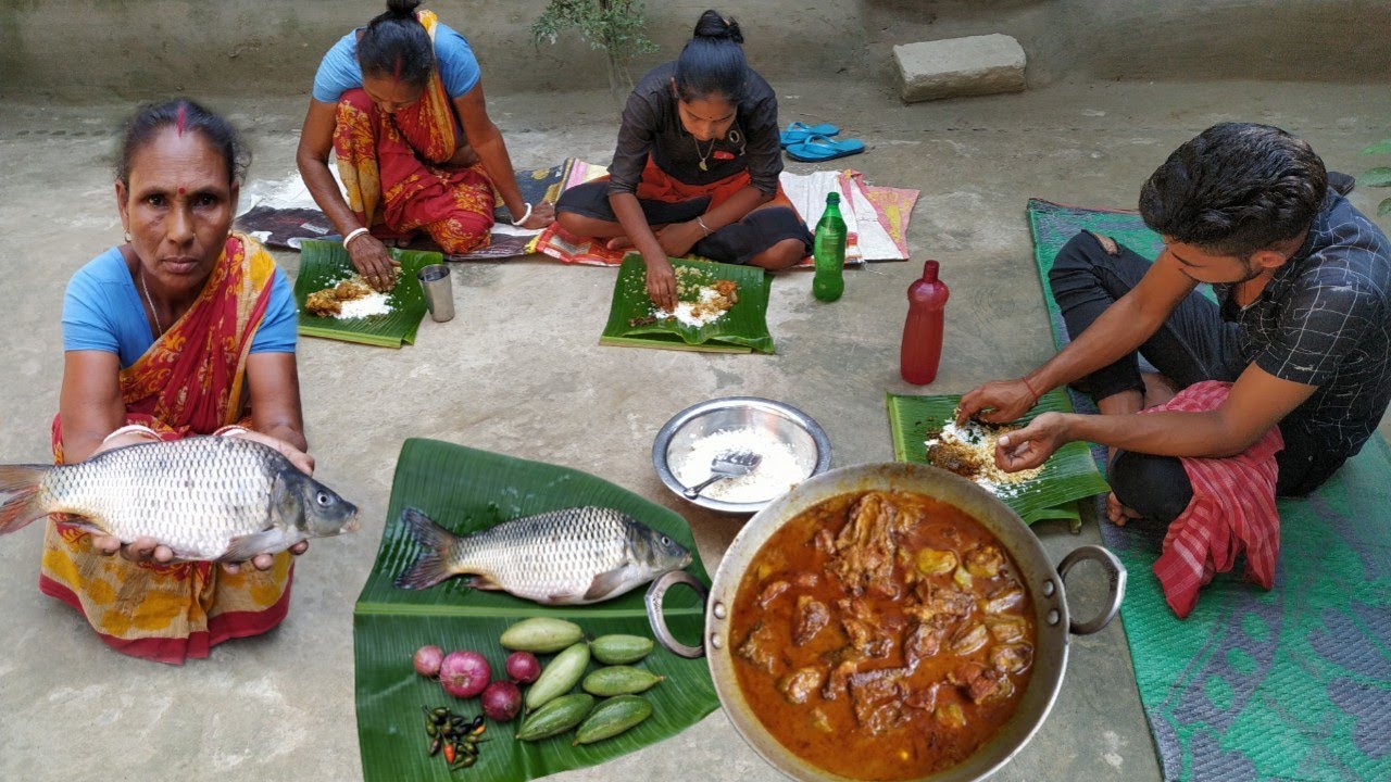 big fish cooking and eating | very testy fish cooking in village style | rural villagers life