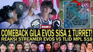 Download lagu THE CRAZIEST EVOS COMEBACK WITH 1 TURRET LEFT! EVOS VS TLID MPL S18 GAME 2 Streamer Reaction