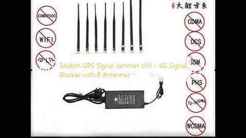 34dbm GPS Signal Jammer Wifi / 4G Signal Blocker with 8 Antennas