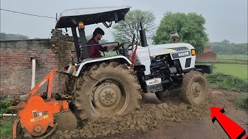 Eicher 380 Tractor Stuck in Mud with Rotavator 😢 | Performance Test