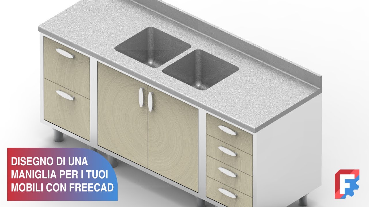 DISEGNO DI UNA MANIGLIA PER I TUOI MOBILI USANDO FREECAD ( PROGRAMMA DI MODELLAZIONE 3D 100% GRATIS)