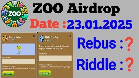 Zoo Airdrop Update || Rebus of The Day || Zoo Airdrop Latest Update