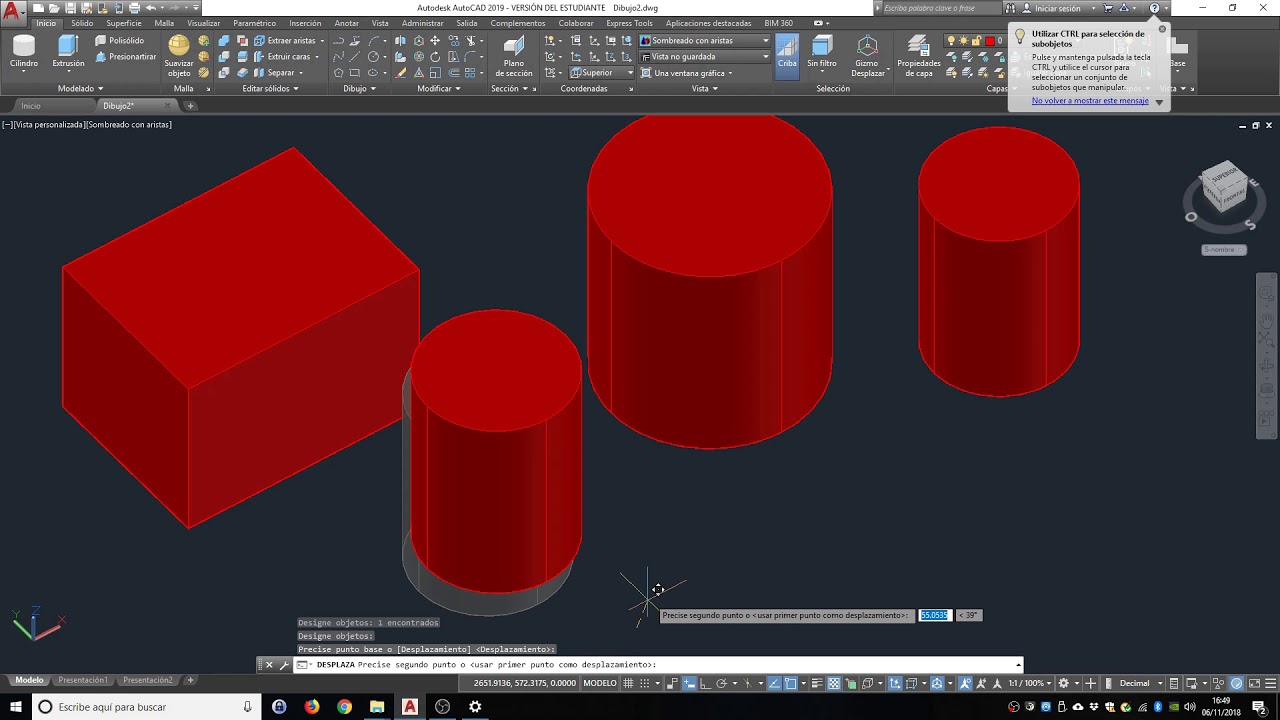AutoCAD 2019 introducción al 3D Primitivas - YouTube