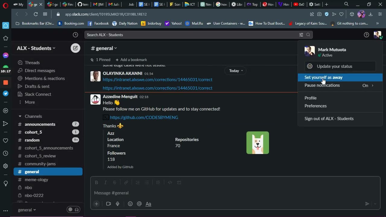 setting up Alx slack account