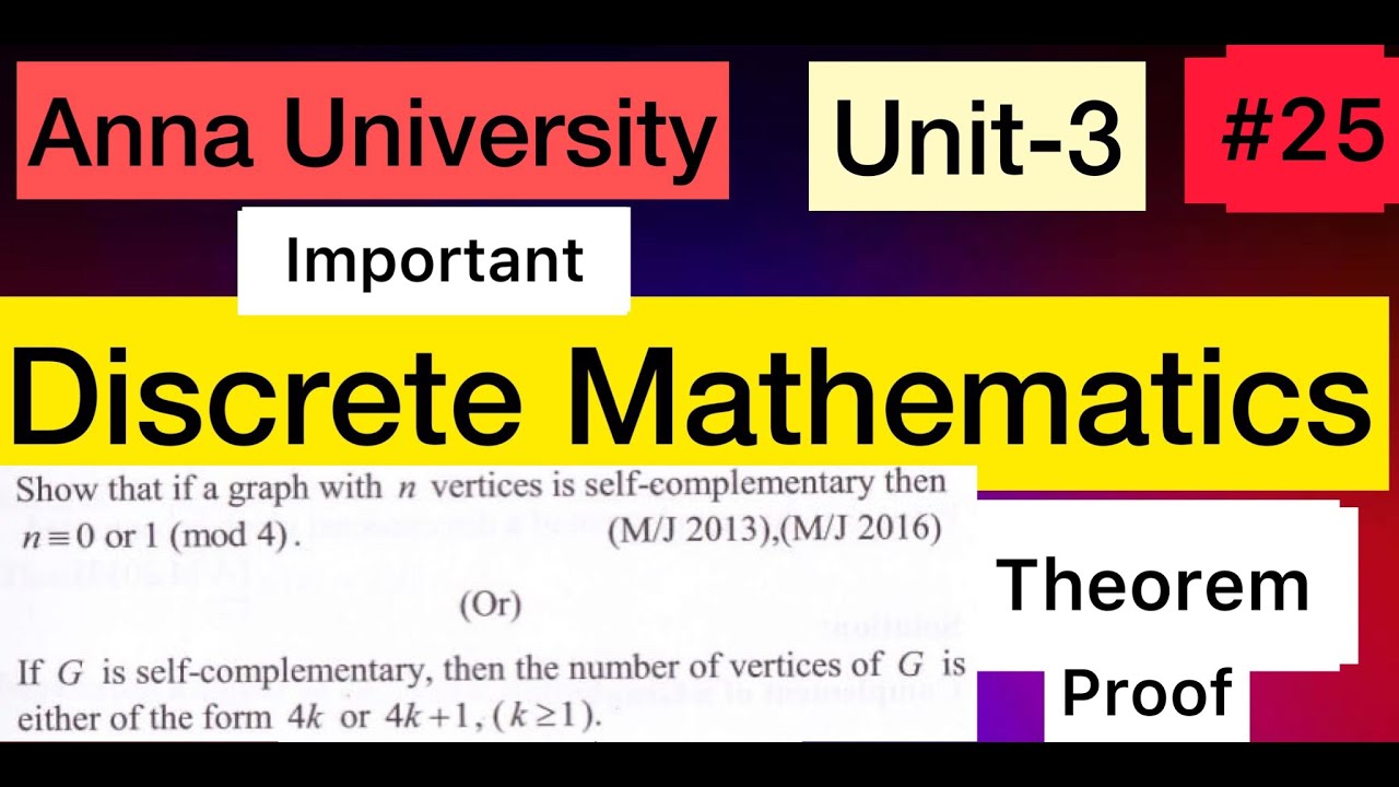 Discrete Mathematics | Graph Theory Important Theorem Proof | Unit-3 ...
