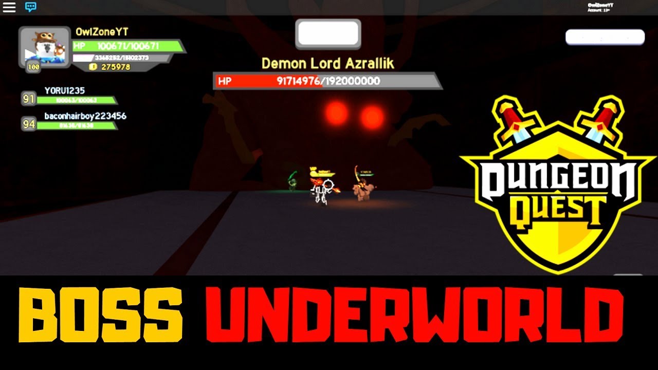 Defeating Underworld Boss Dungeon Quest Roblox Youtube - como jogar the underworld dungeon quest no roblox