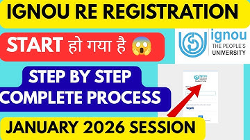IGNOU Re-registration For January 2026 Session Form Fill Up Online| IGNOU Re-Registration Kaise kare