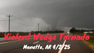 Violent Wedge Tornado Intercept - Monette, AR | 4/2/25 High Risk