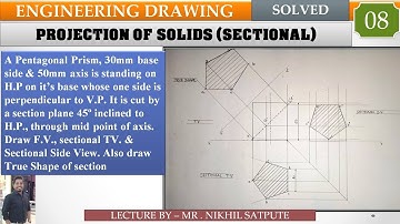 Engineering Drawing | Sections of Solid Problem 08 | Learn with nikhil