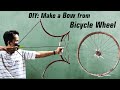 Bow made from bicycle wheel, arrow rest made from PVC pipe