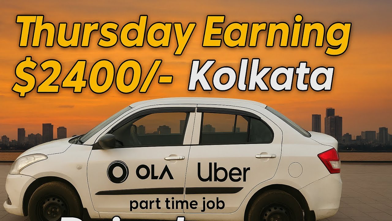 Ola Uber daily Earning In Kolkata | thursday ka Income | Part Time Cab Business | Uber Dzire Income