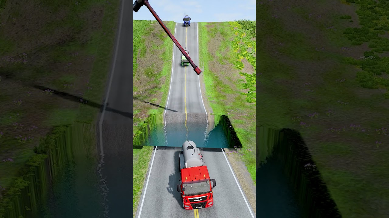 Trucks vs massive water pit #13 | BeamNG drive 