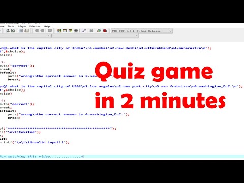 Quiz game using switch case in c programming