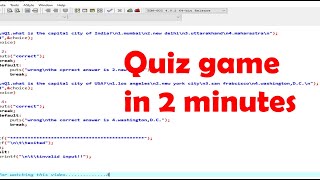Quiz game using switch case in c programming