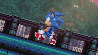 Sonic walking down the street (Sprite Animation)
