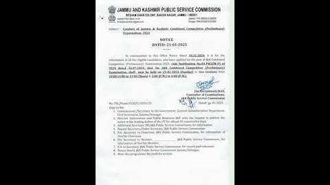 JKAS /JKPSC prelims Exam date out (2025) #exam