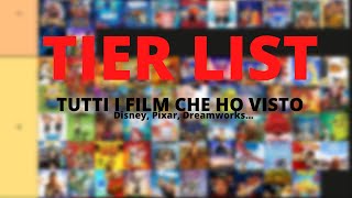 TIER LIST DI TUTTI (quasi) I FILM CHE HO VISTO (Disney, Pixar, Dreamworks, Illumination e altro)