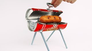 DIY Amazing Mini BBQ from Coca Cola Can at Home Resimi