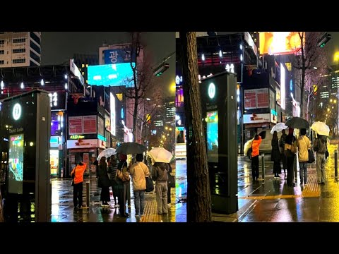 Seoul Heavy Rain walk Night | Rainy Night Walk In Gwanghwamun To ...