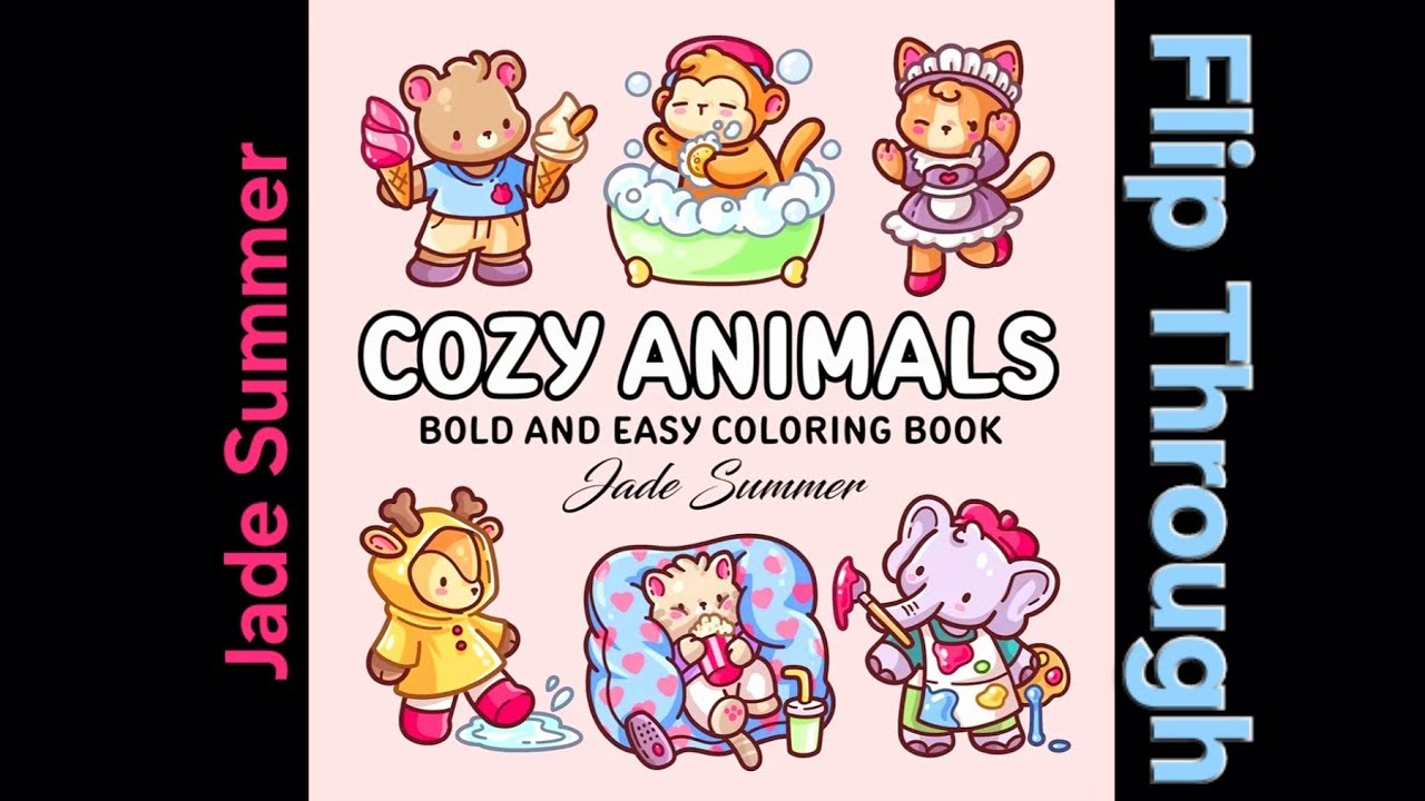 Cozy Animals Bold and Easy Coloring Book for Adults by Jade Summer Flip Through