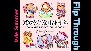 Details Cozy Animals Bold and Easy Coloring Book for Adults by Jade Summer Flip Through Guide
