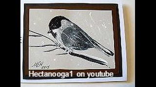 CHRISTMAS CARDS - How to draw and paint a CHICADEE bird, card - cardmaking