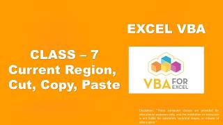 Excel VBA Class 7 - Current region, Cut, Copy, Paste