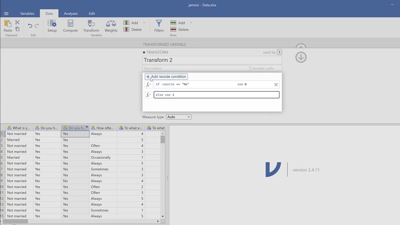 How to code  and label data on Jamovi fast