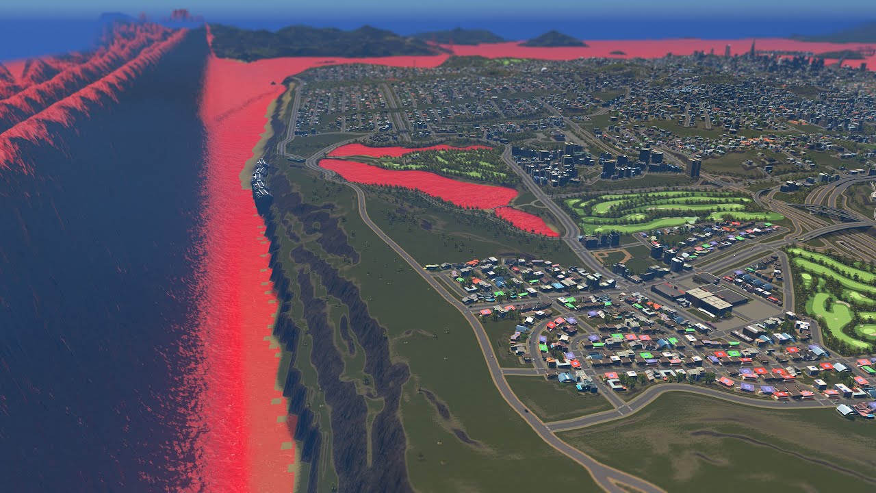 Red Mega Tsunami VS. San Francisco | Cities Skylines Tsunami #107