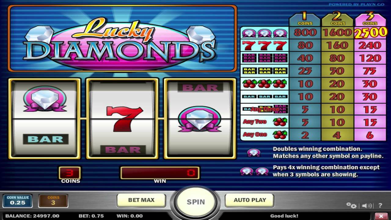 Free Lucky Diamonds slot machine by Play'n Go gameplay ★ SlotsUp ð
