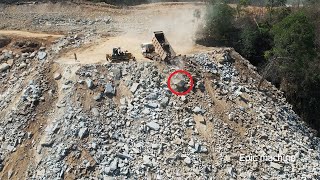 Fantastic Construction New Road On High Mountain Power Truck Dumping Big Stone Excavator Loading