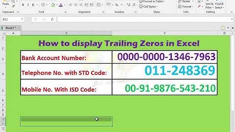 How to display trailing zeros in excel