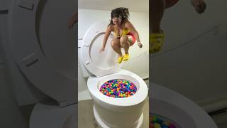 Jumping Into The Worlds Biggest Toilet Surprise Egg Pool #Shorts