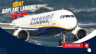 PERFECT GIANT Airplane Flight Landing!! Airbus A320 RYANAIR Landing at Los Angles Airport