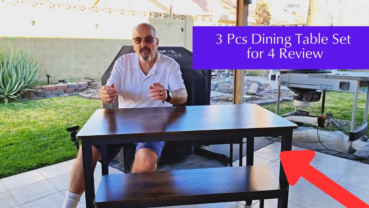 3-Piece Dining Table Set for 4 🪑 | Industrial Table with 2 Benches (Small Space)