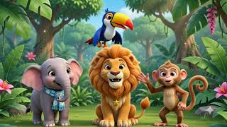 Animals waving in jungle