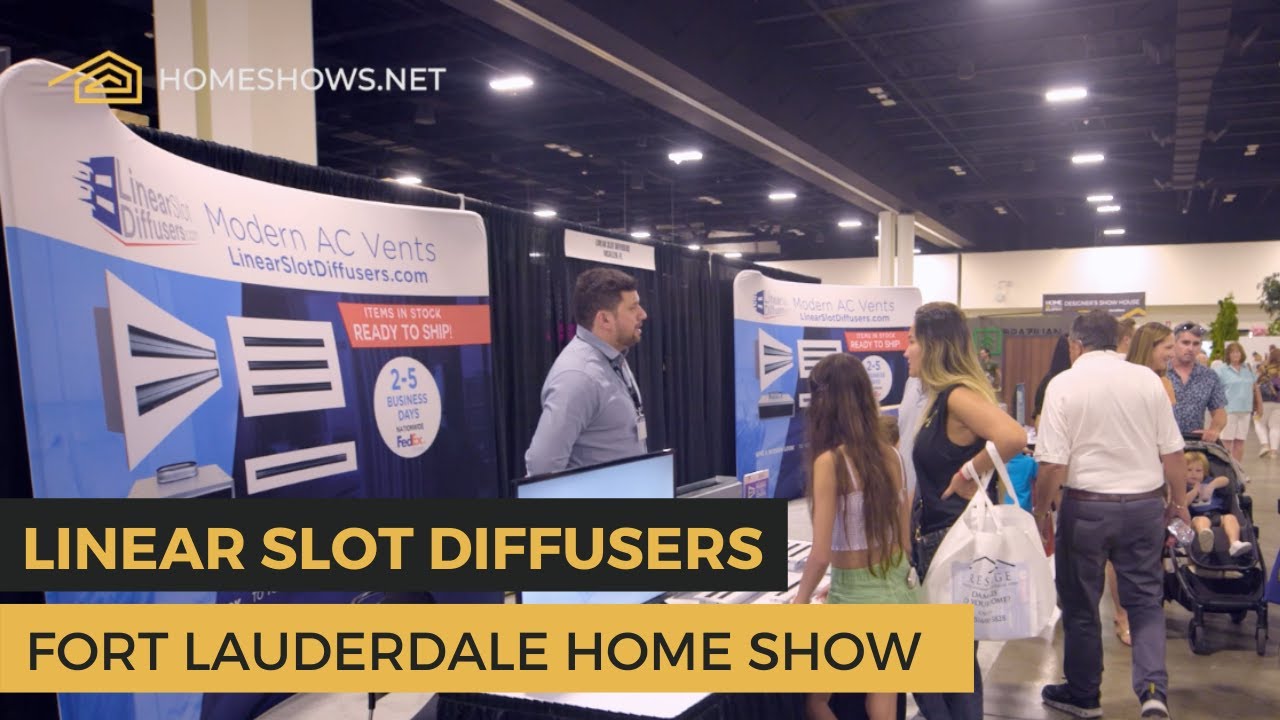 Линейные щелевые диффузоры на выставке товаров для дома в Форт-Лодердейле 2022 года.