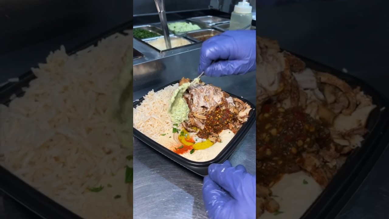 The housemade Chicken Shawarma packed into a plate w/ hummus, rice & more at Duzan NYC! #DEVOURPOWER