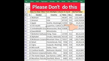 #shorts #excel #exceltutorial #learnexcel Clear Filter in one  go from multiple Column