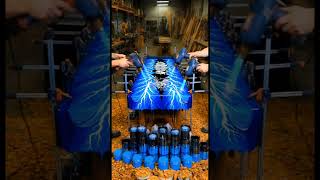 Glowing Blue Lightning Trapped Inside a Table | Epoxy Timelapse
