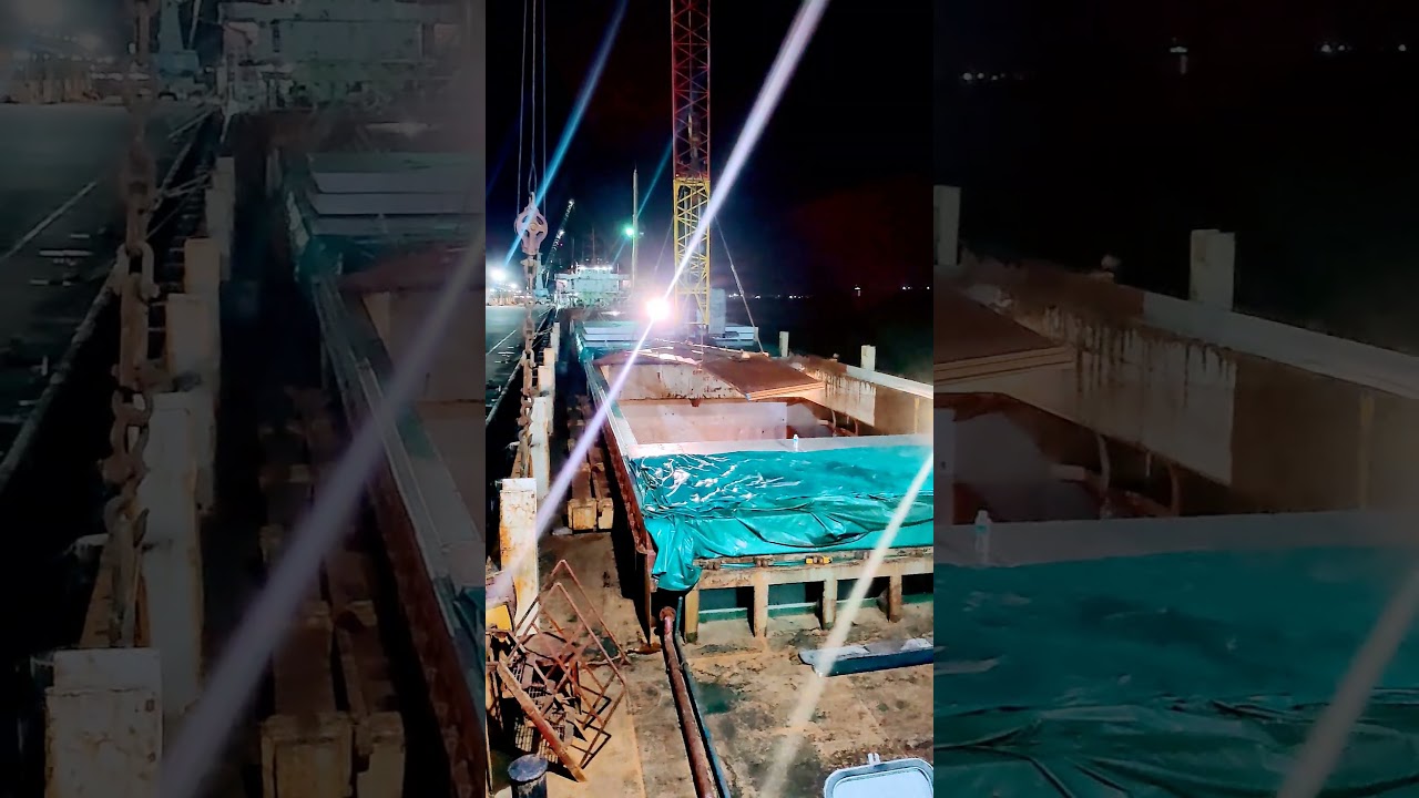 General cargo ship unloading 