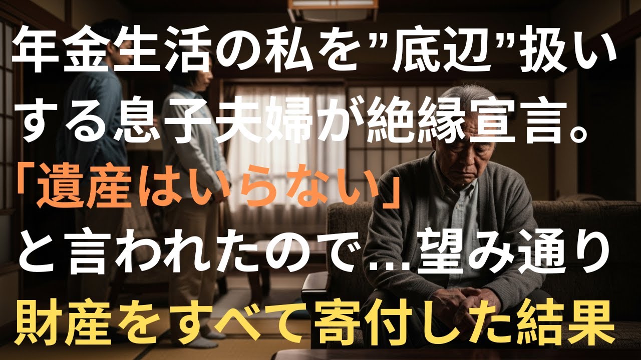 年金生活の私を”底辺”扱いする息子夫婦が絶縁宣言。「遺産はいらない」と言われたので…望み通り財産をすべて寄付した結果【60代以上の方へ】