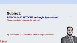 ENGLISH: Basic Date Functions (Today, Now, Date, DateValue, To_Date) in Google Spreadsheet Profile