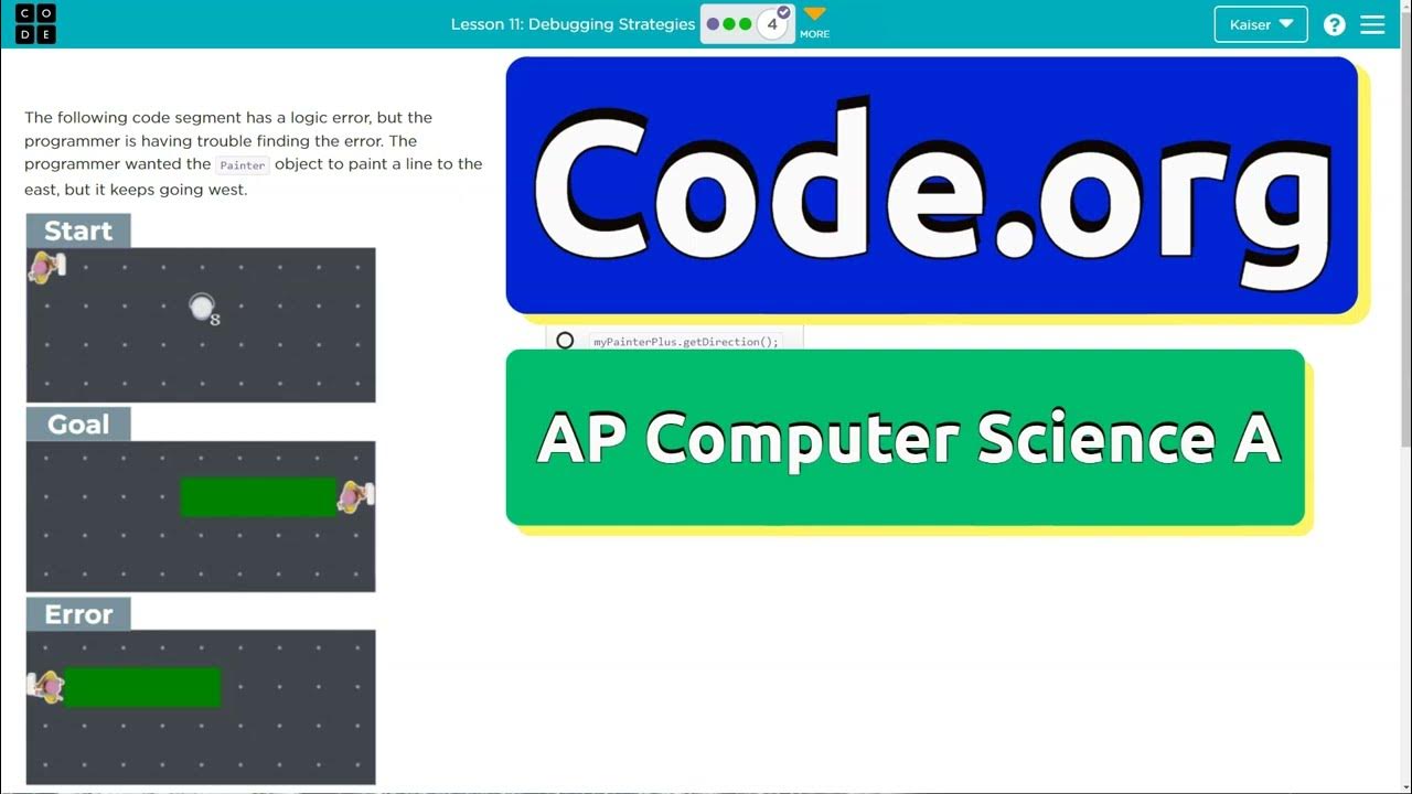 Code.org Lesson 11.4 Debugging Strategies | Tutorial with Answers ...