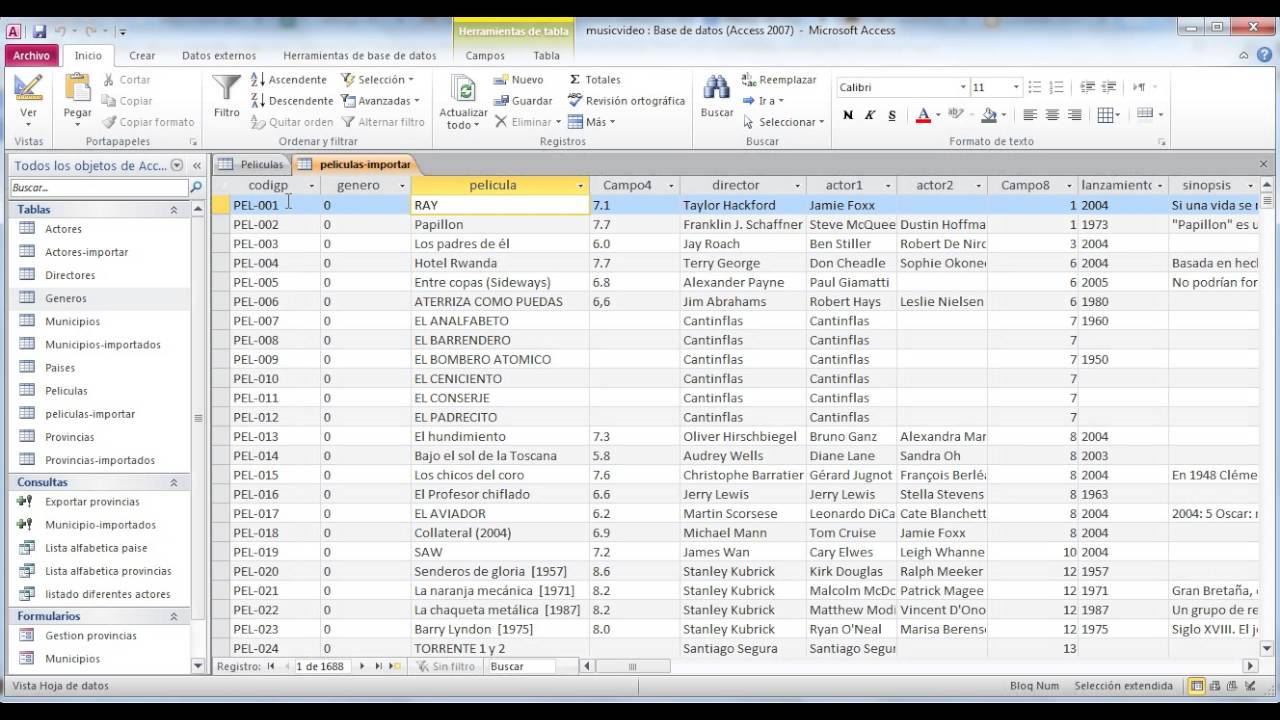 Acces base de datos