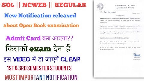 DU SOL new Notification released For open book examination.