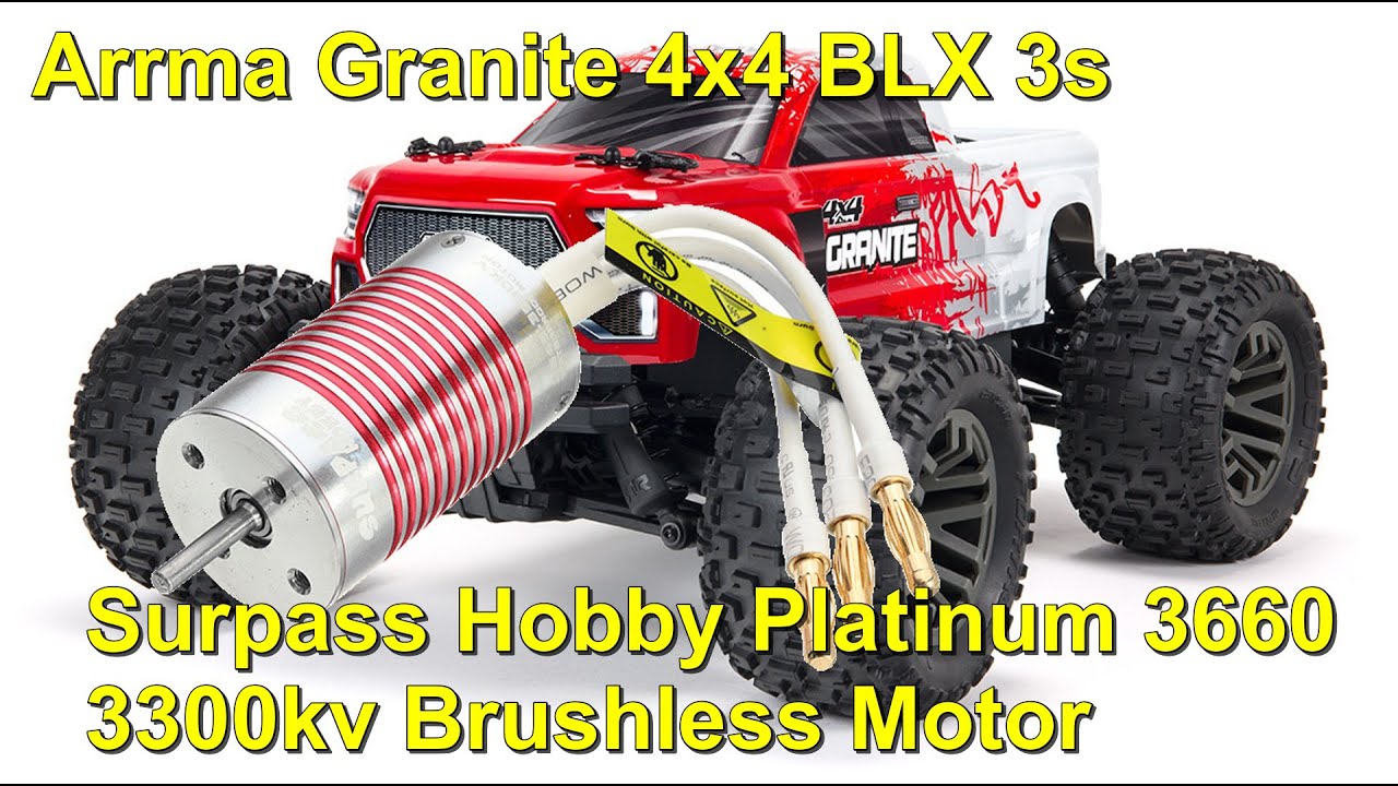 🔴 ✔  GRANITE quick testing out new Surpass Hobby Platinum 3300kv brushless motor  WG = 6-11-2021