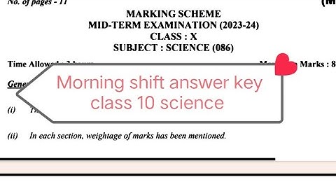 class 10 science Mid term paper solution 2023-24 / morning shift answer key class 10 science paper